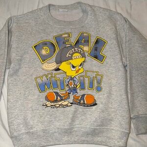 Gray vintage Tweety Sweatshirt with Graphic Print